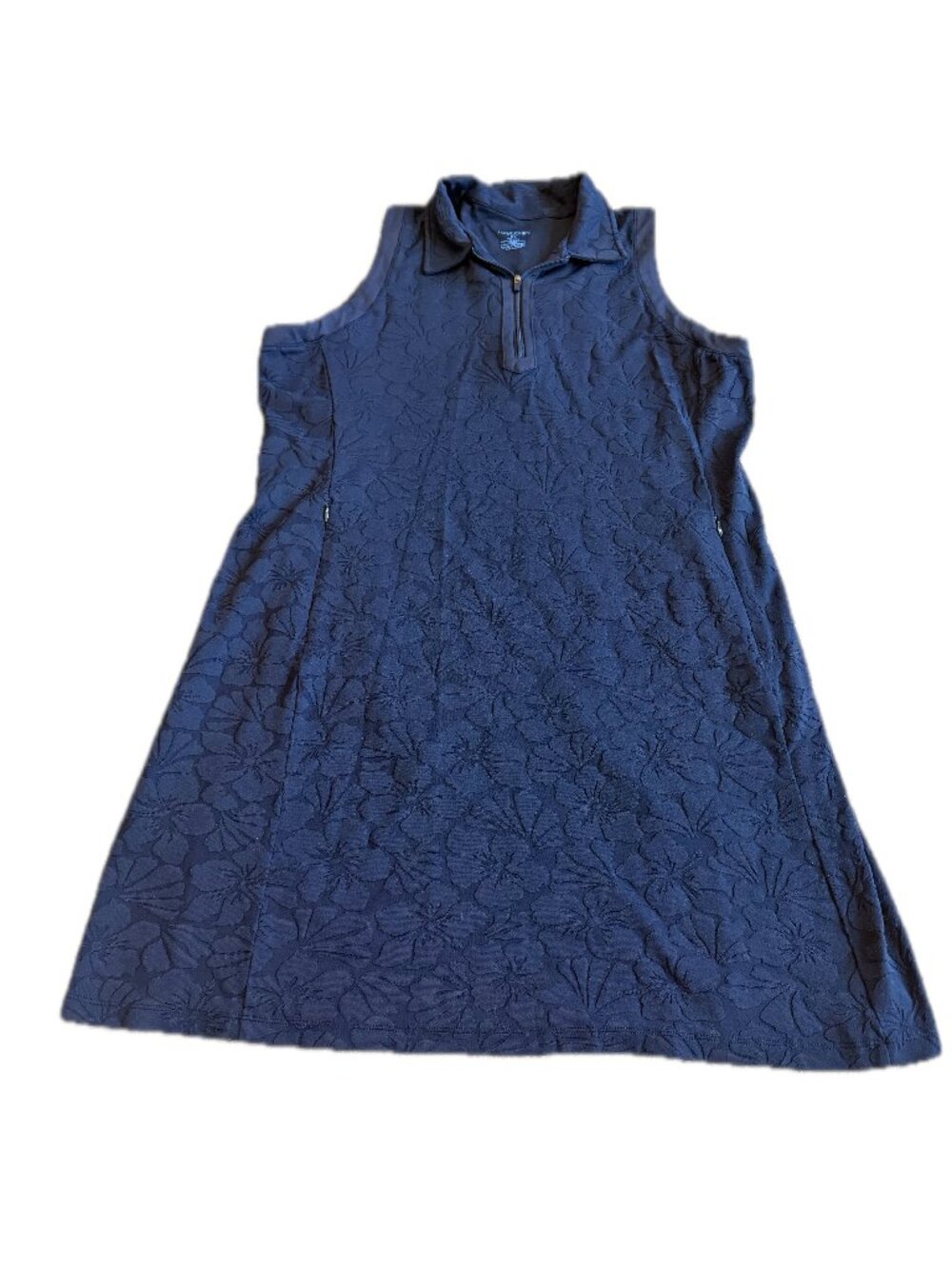 J. McLaughlin Navy Sleveless Swing Dress Quarter Zip Collar X-Large Women's
